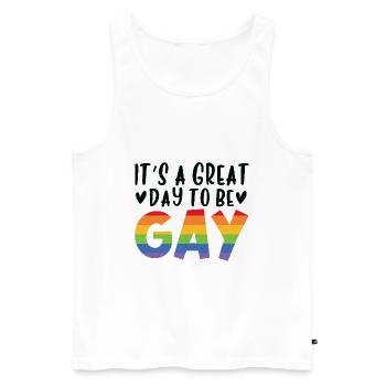 It's A Great Day To Be Gay - Männer Premium Bio Tank Top - Weiß - Vorne - Michal (187cm)