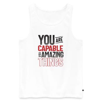 Capable de choses étonnantes - Citation de motivation - Débardeur bio Premium Homme - blanc - Devant - AI Model Male 178 light (178cm)