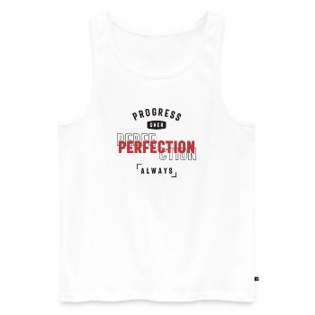 Progress Over Perfection Always - Stay Positive - Men's Premium Organic Tank Top - white - Front - AI Model Male 178 light (178cm)