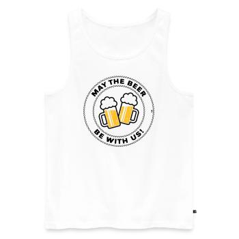 May The Beer Be With Us! (Spruch / 3C / POS) - Männer Premium Bio Tank Top - Weiß - Vorne - AI Model Male 178 light (178cm)