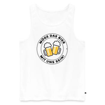 Möge Das Bier Mit Uns Sein! (Spruch / 3C / POS) - Männer Premium Bio Tank Top - Weiß - Vorne - AI Model Male 178 light (178cm)