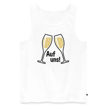 XAuf Uns! 2 Sektgläser (Sekt / Oval / Zu / 2C) - Männer Premium Bio Tank Top - Weiß - Vorne - Michal (187cm)