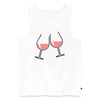 2 Rosé Wine Glasses (Cheers / Bulbous / Open / 2C) - Men's Premium Organic Tank Top - white - Front - AI Model Male 178 light (178cm)