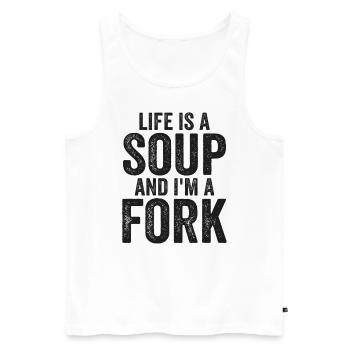 Life Is A Soup And I'm A Fork Tees | Funny - Débardeur bio Premium Homme - blanc - Devant - Michal (187cm)