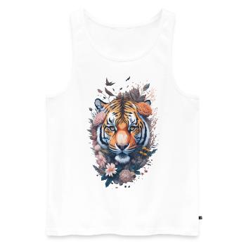Chat tigre Prédateur Nature Grand Chat Nature Nature sauvage - Débardeur bio Premium Homme - blanc - Devant - Michal (187cm)