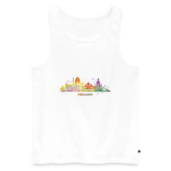 Dresde Zwinger Skyline Paysage urbain coloré Dresde - Débardeur bio Premium Homme - blanc - Devant - AI Model Male 178 light (178cm)