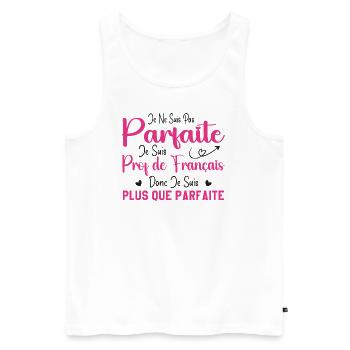 Femme Humour Professeur de Français - Débardeur bio Premium Homme - blanc - Devant - AI Model Male 178 light (178cm)