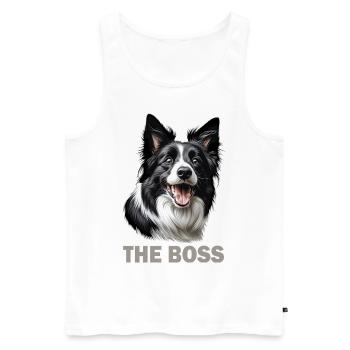 Border collie chien de race - Débardeur bio Premium Homme - blanc - Devant - Michal (187cm)