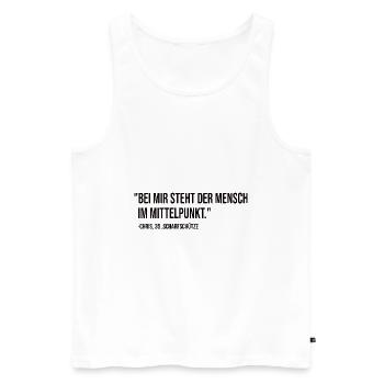 Bei Mir Steht Der Mensch Im Mittelpunkt - Lustig - Männer Premium Bio Tank Top - Weiß - Vorne - Michal (187cm)