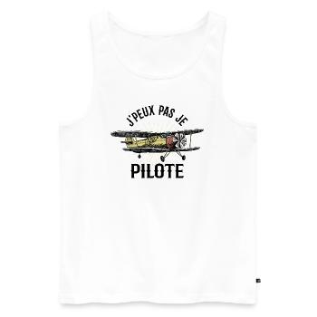 J'peux pas je pilote - Cadeau rétro avion - Débardeur bio Premium Homme - blanc - Devant - Michal (187cm)