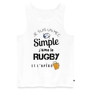 Je suis mec simple rugby et apéro cadeau - Débardeur bio Premium Homme - blanc - Devant - Michal (187cm)