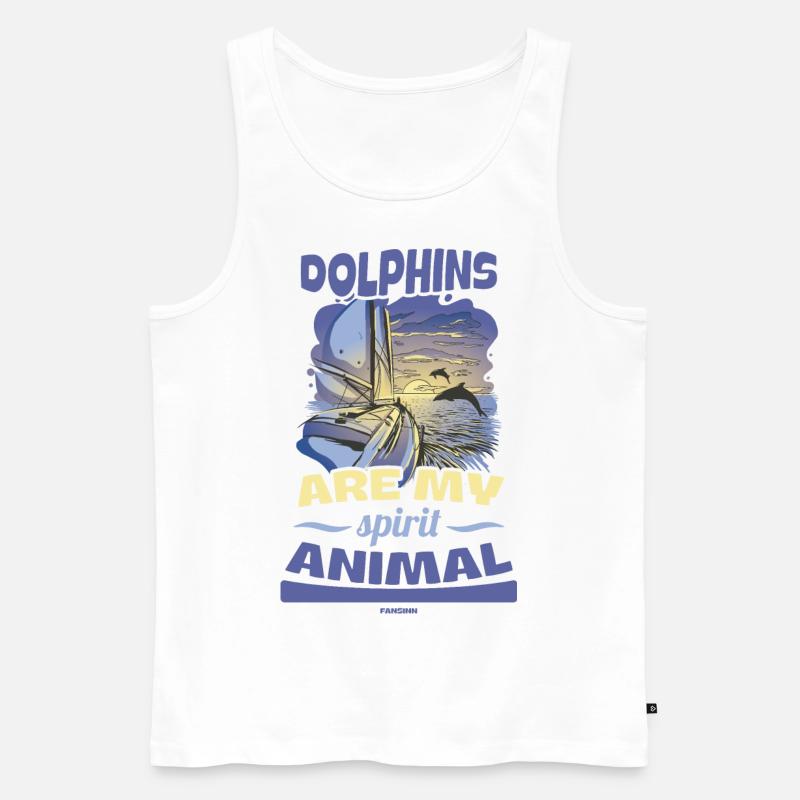 Delfin Delfinschule Säugetier Meer Delfinarium - Männer Premium Bio Tank Top - Weiß