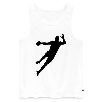 Handball Spieler Sprungwurf Geschenk - Männer Premium Bio Tank Top - Weiß - Vorne - Michal (187cm)