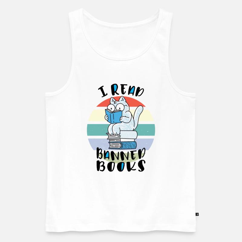 Ich lese verbotene Bücher Katze - Männer Premium Bio Tank Top - Weiß