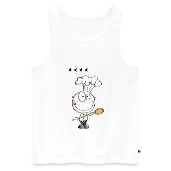 Funny star chef - cook stick figure cartoon - Men's Premium Organic Tank Top - white - Front - Michal (187cm)