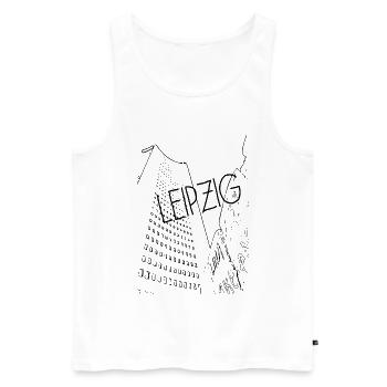 Leipzig Zentrum - Männer Premium Bio Tank Top - Weiß - Vorne - Michal (187cm)