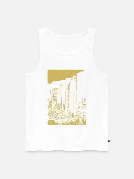 Goldene Stadtsilhouette Nacht - Männer Premium Bio Tank Top - Weiß