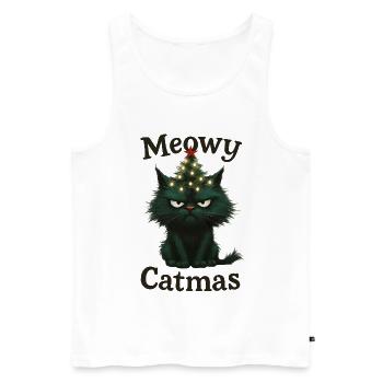 Meowy Catmas Grumpy Christmas Cat - Men's Premium Organic Tank Top - white - Front - AI Model Male 178 light (178cm)