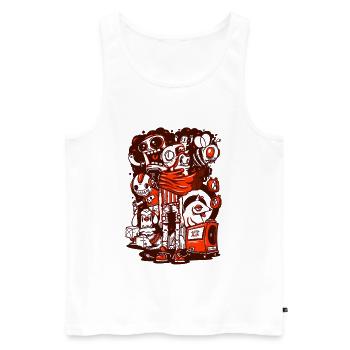 The Chaos Crew - Men's Premium Organic Tank Top - white - Front - AI Model Male 178 light (178cm)