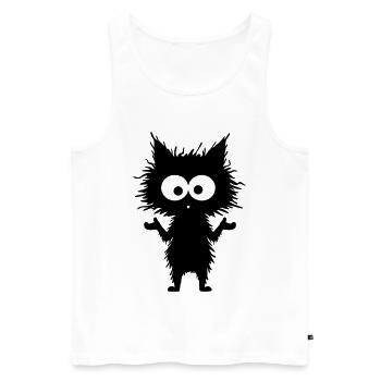 Funny Black Cat - Shrug - No Matter - Men's Premium Organic Tank Top - white - Front - AI Model Male 178 light (178cm)