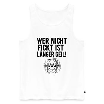 Geiler Teufel Grafik - Männer Premium Bio Tank Top - Weiß - Vorne - Michal (187cm)