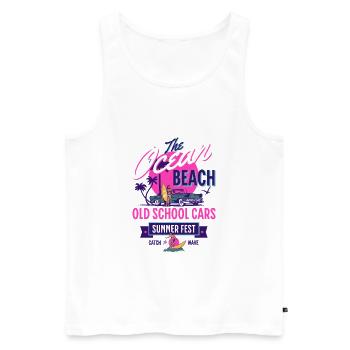 Beach Ocean Old School Cars Summer - Men's Premium Organic Tank Top - white - Front - Michal (187cm)