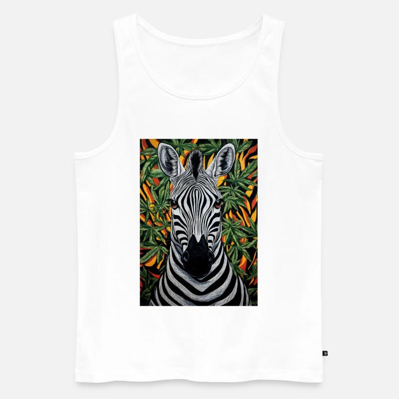 Zebra nella giungla della cannabis - Canottiera ecologica premium da uomo - bianco