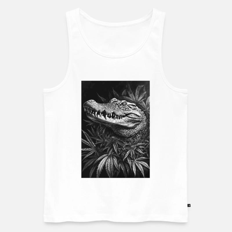 Krokodil im Hanfblattwald - Männer Premium Bio Tank Top - Weiß
