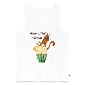 Dessert First Always Cute Cat Cupcake Funny Food L - Men's Premium Organic Tank Top - white - Front - AI Model Male 178 light (178cm)