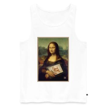 Mona Lisa Tablet Sketch Mashup - Men's Premium Organic Tank Top - white - Front - AI Model Male 178 light (178cm)
