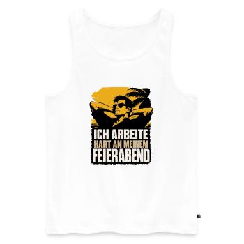 Ich arbeite hart am Feierabend - Männer Premium Bio Tank Top - Weiß - Vorne - Michal (187cm)