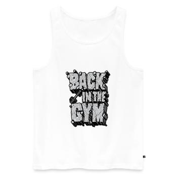 Retour à la salle – Statement Design d’entraînement fitness - Débardeur bio Premium Homme - blanc - Devant - Michal (187cm)