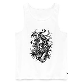 Tigre japonais dans le style tatouage Irezumi - Débardeur bio Premium Homme - blanc - Devant - Michal (187cm)