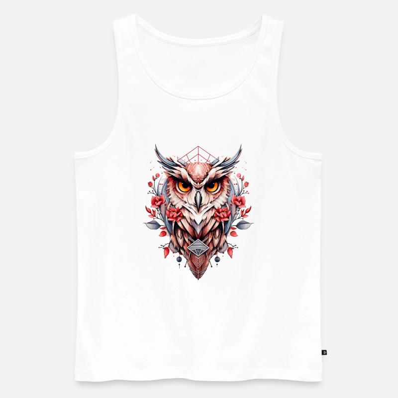 Eule geometrisch - Männer Premium Bio Tank Top - Weiß