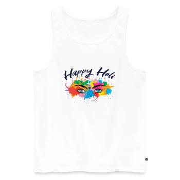 Happy Holi Festival Farbenfrohe Augen - Männer Premium Bio Tank Top - Weiß - Vorne - AI Model Male 178 light (178cm)