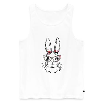 Stylish bunny with glasses for Easter - Men's Premium Organic Tank Top - white - Front - Michal (187cm)