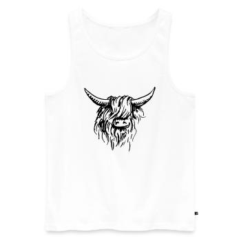 Highlander écossais 03 noir et blanc - Débardeur bio Premium Homme - blanc - Devant - Michal (187cm)