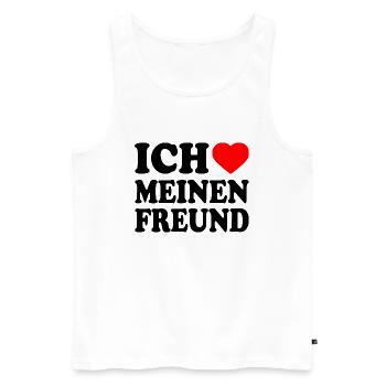 Ich liebe meinen freund - Männer Premium Bio Tank Top - Weiß - Vorne - Michal (187cm)