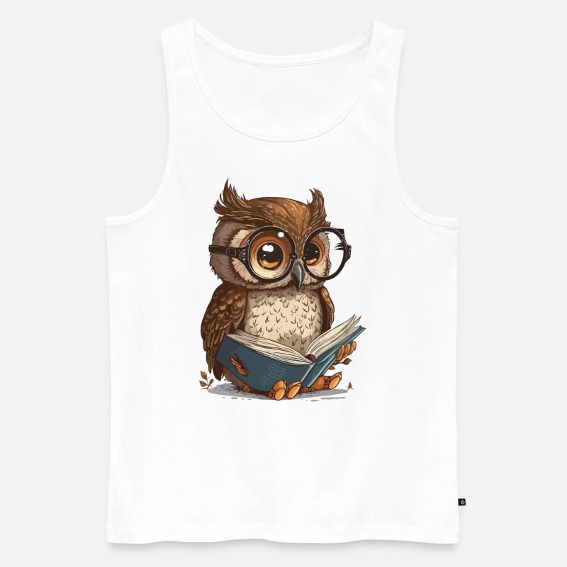 Weise Eule - Männer Premium Bio Tank Top - Weiß