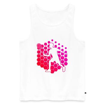Federball Badmintonspieler Damen Squash Badminton - Männer Premium Bio Tank Top - Weiß - Vorne - Michal (187cm)