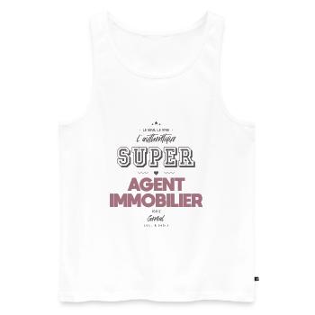 L authentique super agent immobilier - Débardeur bio Premium Homme - blanc - Devant - Michal (187cm)