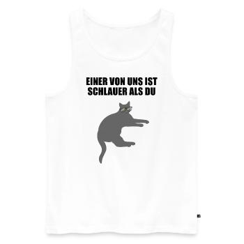 Freche Schlaue Nerd Katze Lustiger Spruch Geschenk - Männer Premium Bio Tank Top - Weiß - Vorne - AI Model Male 178 light (178cm)