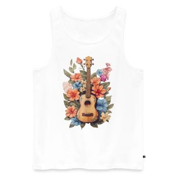 Vintage Ukulele mit Blumen - Männer Premium Bio Tank Top - Weiß - Vorne - Michal (187cm)