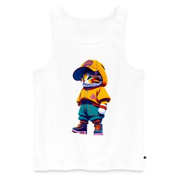 Cat lovers funny t-shirt - Men's Premium Organic Tank Top - white - Front - AI Model Male 178 light (178cm)