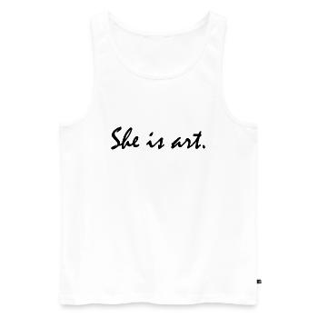 She is art - Männer Premium Bio Tank Top - Weiß - Vorne - AI Model Male 178 light (178cm)
