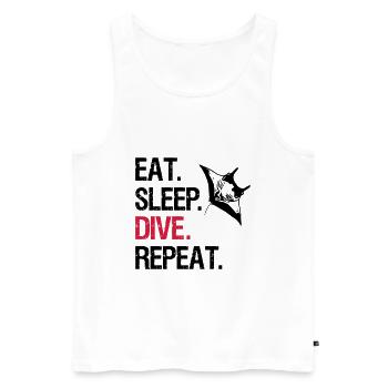 Eat Sleep Dive Repeat - Manta Ray - Vector Design - Männer Premium Bio Tank Top - Weiß - Vorne - AI Model Male 178 light (178cm)