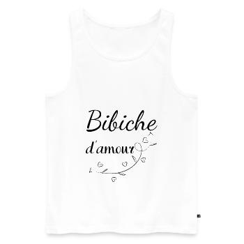 Bibiche d'amour ! Idée cadeau original - Débardeur bio Premium Homme - blanc - Devant - AI Model Male 178 light (178cm)