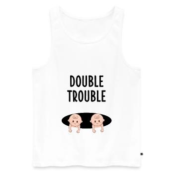 Jumeaux Grossesse maman bébé cadeau - Débardeur bio Premium Homme - blanc - Devant - Michal (187cm)