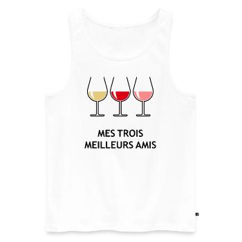Mes Trois Meilleurs Amis (Vin / Bombé Ouvert) - Débardeur bio Premium Homme - blanc - Devant - Michal (187cm)