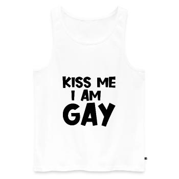 Embrasse-moi je suis gay - LGBTQ - Débardeur bio Premium Homme - blanc - Devant - AI Model Male 178 light (178cm)